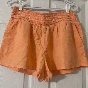 Wild Fable Women Melon Pink High Rise Smocked Pull On Shorts Corduroy